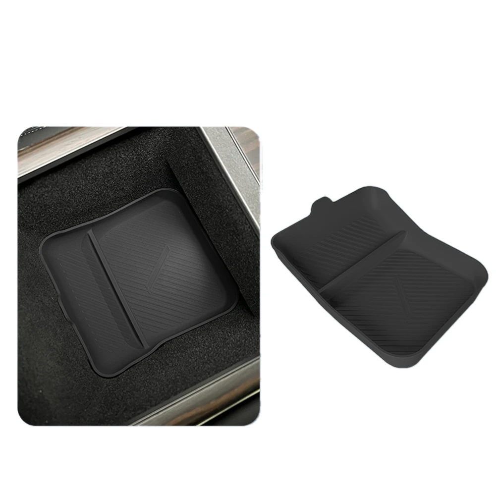 Armrest Box Silicone Lower Tray Seats Storage Tank Pad Center Console Armrest for Tesla New Model S X 2023 Black