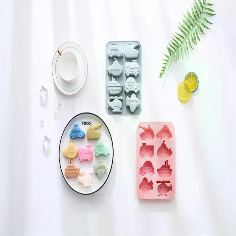 8 Cavity Transportation Theme Silicone Molds Car Airplane Ship Shaped Candy Mold Candy Chocolate Baking Accessories view 5
