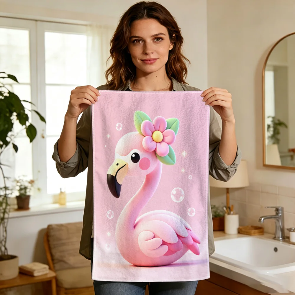 1pc/2pcs Cute Flamingo Print Kitchen Towel-Super absorbent, reusable polyester dishcloths perfect for home decor, cooking, bakin
