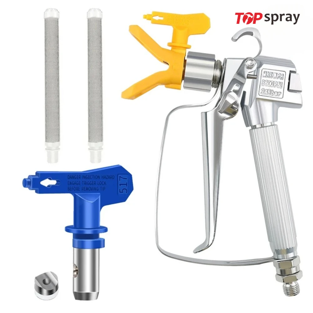 Airless Spray Gun High Pressure with 517 Tips and Nozzle Guard，Airless Paint Spray Gun Filter for Wagner Titan Pump Sprayer