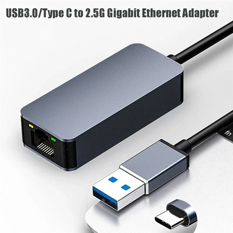 2500Mbps USB C Type-C Ethernet To RJ45 2.5G USB 3.0 Wired Adapter Converter Lan Network Hub For Windows 7/8/10 MAC for PC Laptop