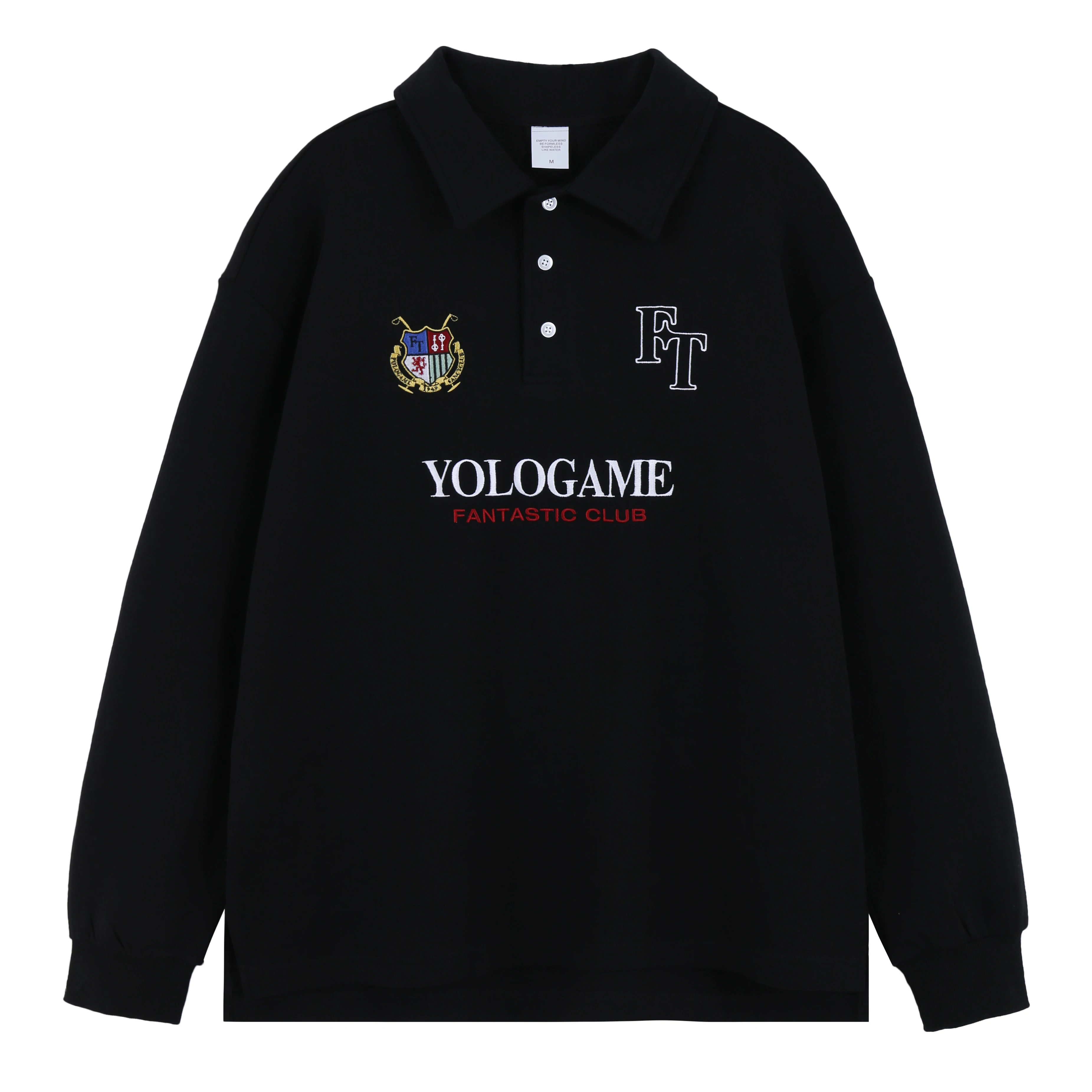 Men's Clothing New trend American embroidered letter logo shirt for men and women with the same loose long-sleeved Polo shirt