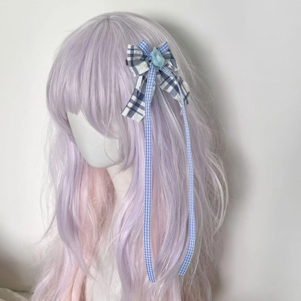 1PC Lolita Plaid Bow Tie Ribbon Hair Clip Women Girls Hair Clips Claw Barrettes Accessories Hairclip Headdress Headwear Ornament