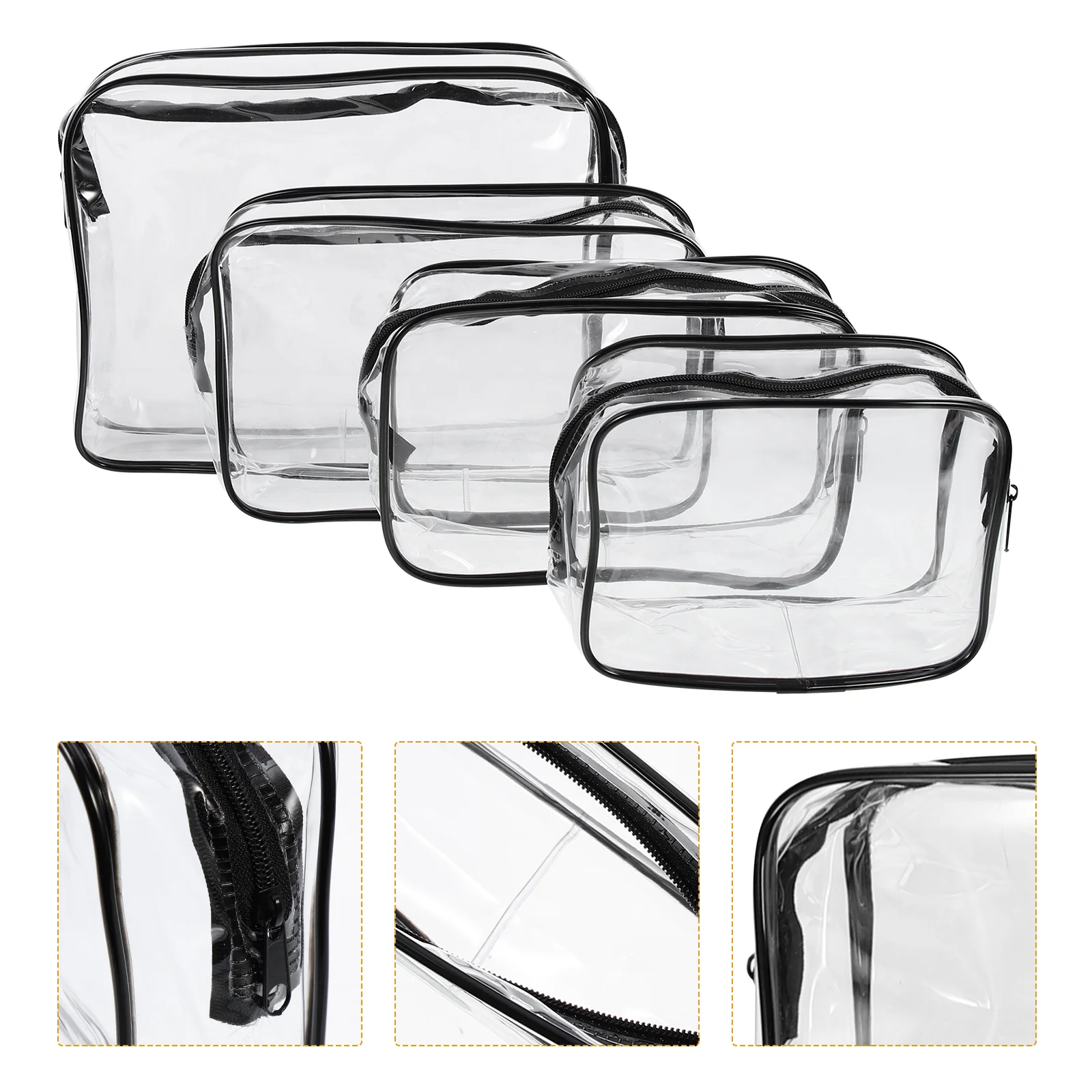 

4 Pcs Sunscreen Pvc Transparent Bag Clear Tote Toiletry Pouches Organizer Black