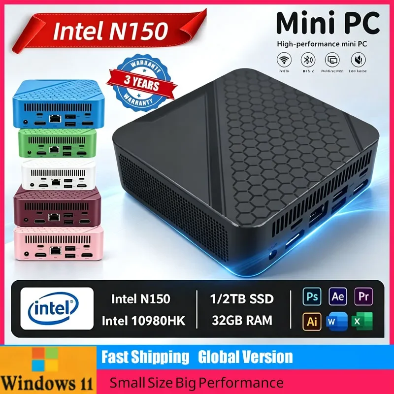 2026-インテル-core-i9-10980hk-n150-ポータブルコンピューター-ミニpc-16gb-ram-1tb-ssd-windows-11-4k-ゲーミングpc-オフィス・学習用-wifi-6-bt52