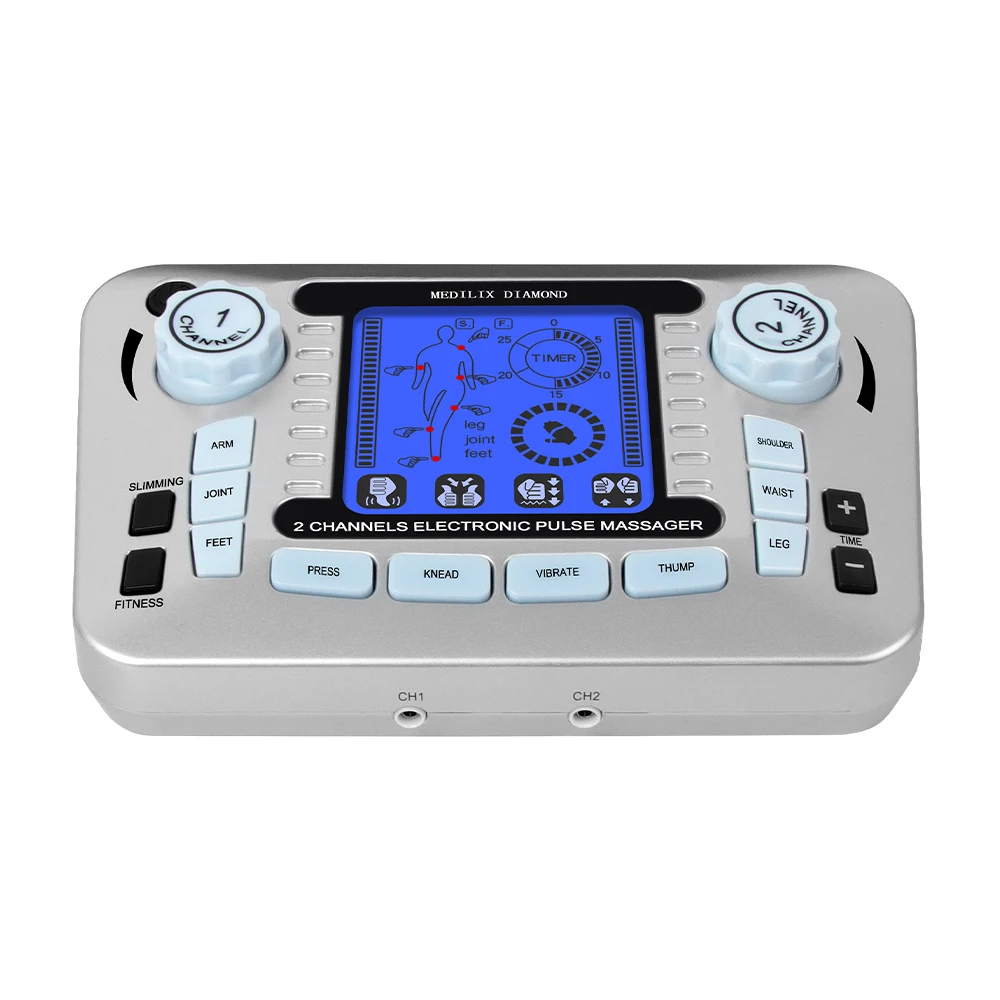 Electric Pulse Massager Tens EMS Muscle Stimulator 12Modes Digital Therapy Machine Body Massage Pain Relief Tool Health Care