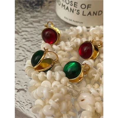 

Brass Stunning Retro Colorful Half Ball Stud Earrings Women Jewelry Punk Party T Show Classic Gown Runway Korean Japan Style