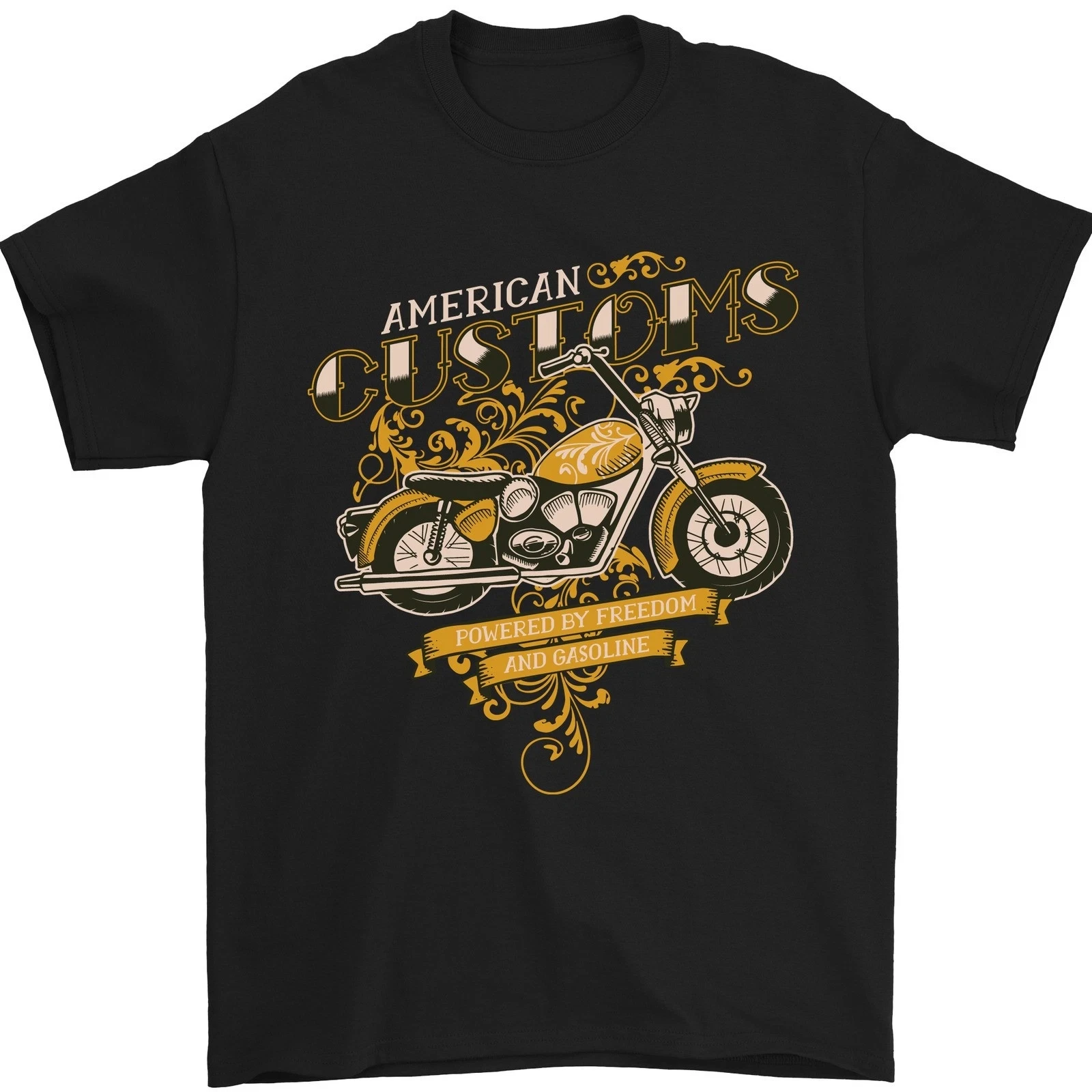 

American Customs Motorcycle Chopper Biker Rider T-Shirt 100% Cotton O-Neck Short Sleeve Summer Casual Mens T-shirt Streetwear