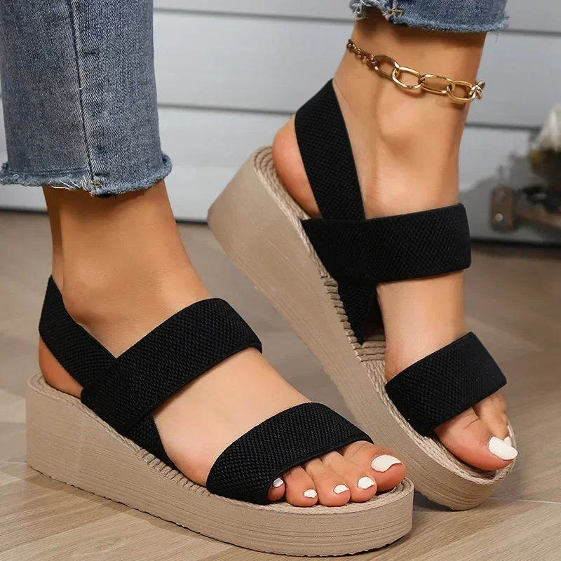 Fashion Trend Women\'s Wedge Sandals Non Slip Slipper Platform Ankle Strap Slingback Lightweight Women Shoes Sandalias De Mujer