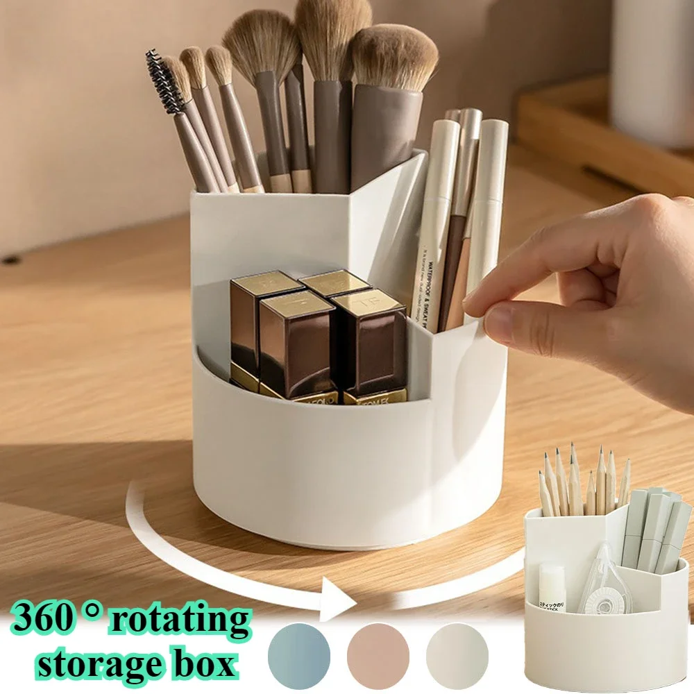 

360° Rotating Brush Bucket Makeup Brush Organizer Cosmetic Makeup Lipstick Organizer Brush Pot Office Pen Stand Desktop Storage