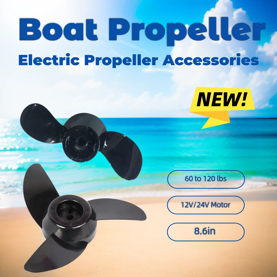 3-Blade Marine Propeller Kit Boat Propeller High Performance Replaces for 120lbs Outboard 12V/24V Motor