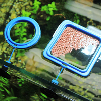 2pcs Aquarium Feeder Ring Fish Tank Station Floating Food Tray Square Round Feeder  Fish Feeding Suction Cup Aquarium Supplies