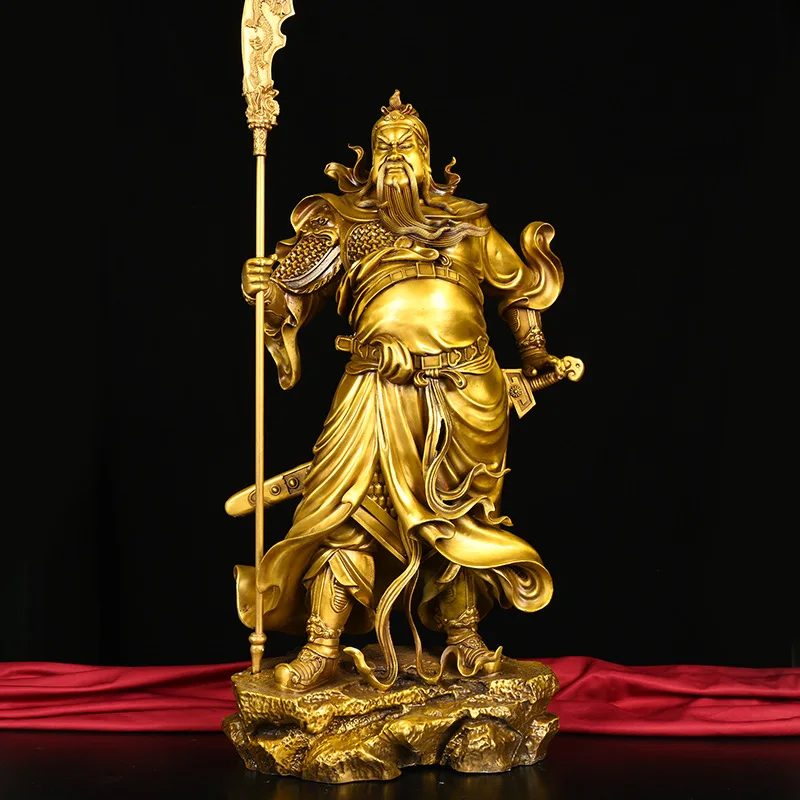 

2023 New Brass Buddha Statue Guan Gong Decoration Large Size God of War and Wealth Lord Guan the Second Home Living Room Shop Op