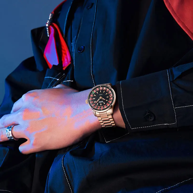 مارك Fairwhale 5031 ساعات كوارتز عصرية للرجل الإبداعية الدورية الهاتفي مضيئة مقاوم للماء حزام الصلب ساعة اليد الرجالية عادية #5