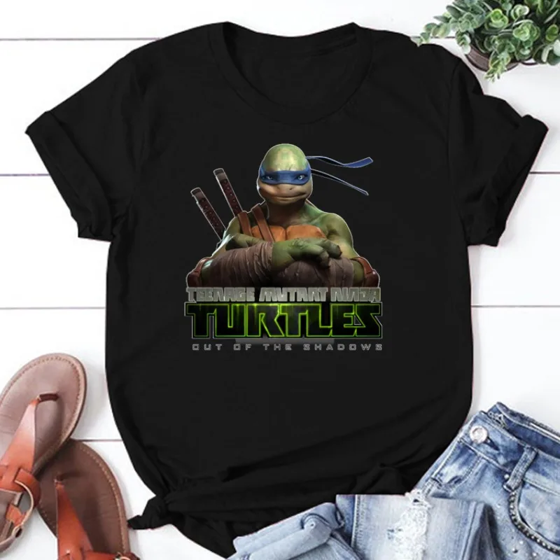 Camiseta con estampado de tortuga TMNT Ninja Leonardo Raphael para mujer, ropa de verano, Y2K, novedad de 2024