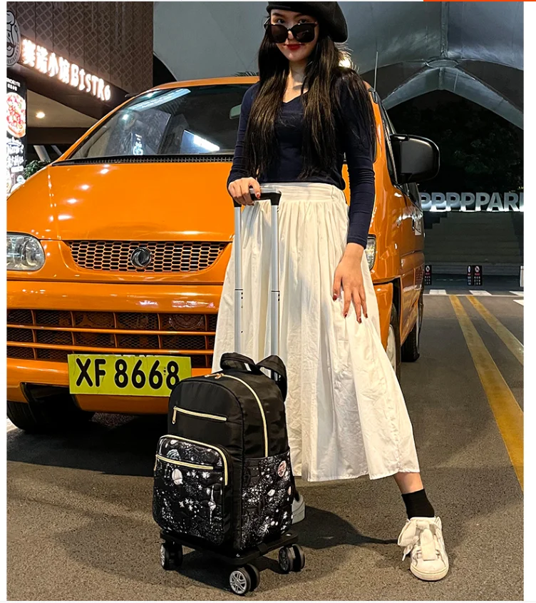 20 inch Women travel luggage bag on wheels Travel Trolley Bag School Rolling Backpack Bag Suitcase Carry on Travel wheeled bag