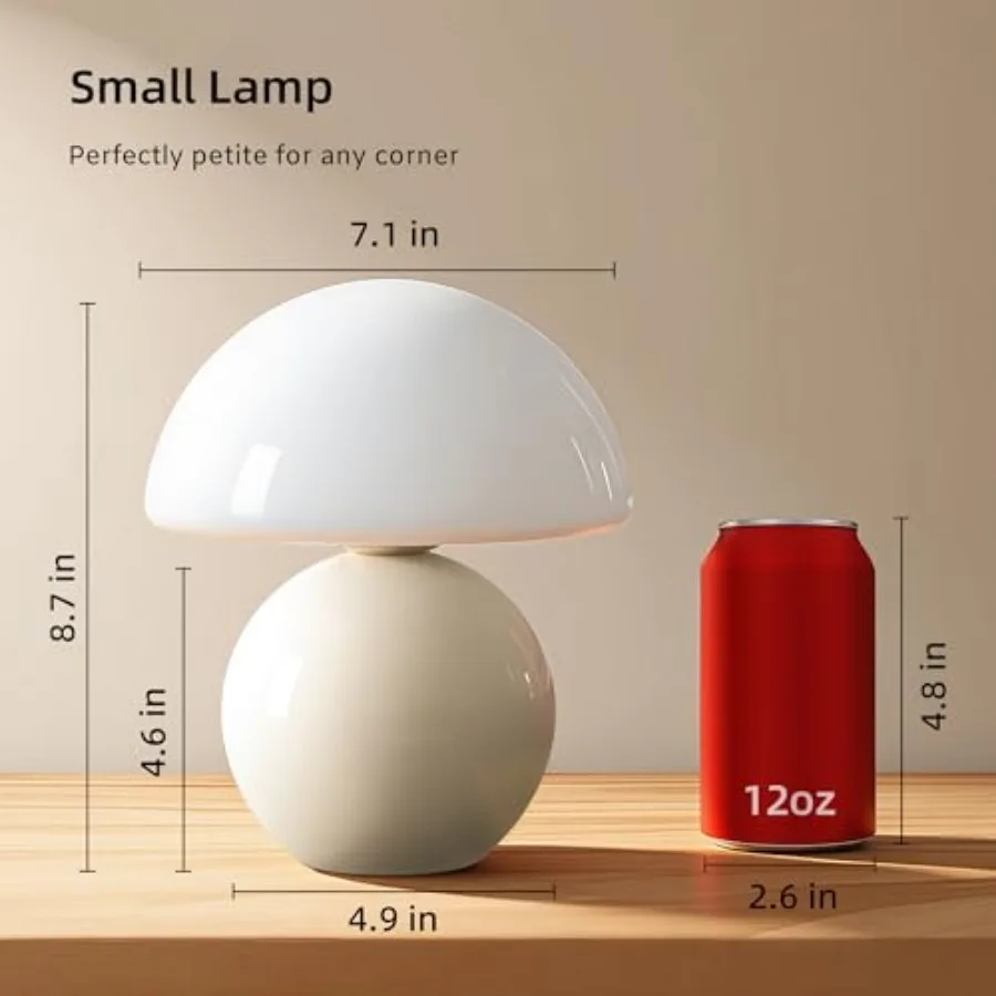 Mushroom Lamp Table Lamp for Bedroom, Desk Bedside Small Lamps for Living Room Night Stands, Mushroom Decor Cute Mini Modern Mi view 5