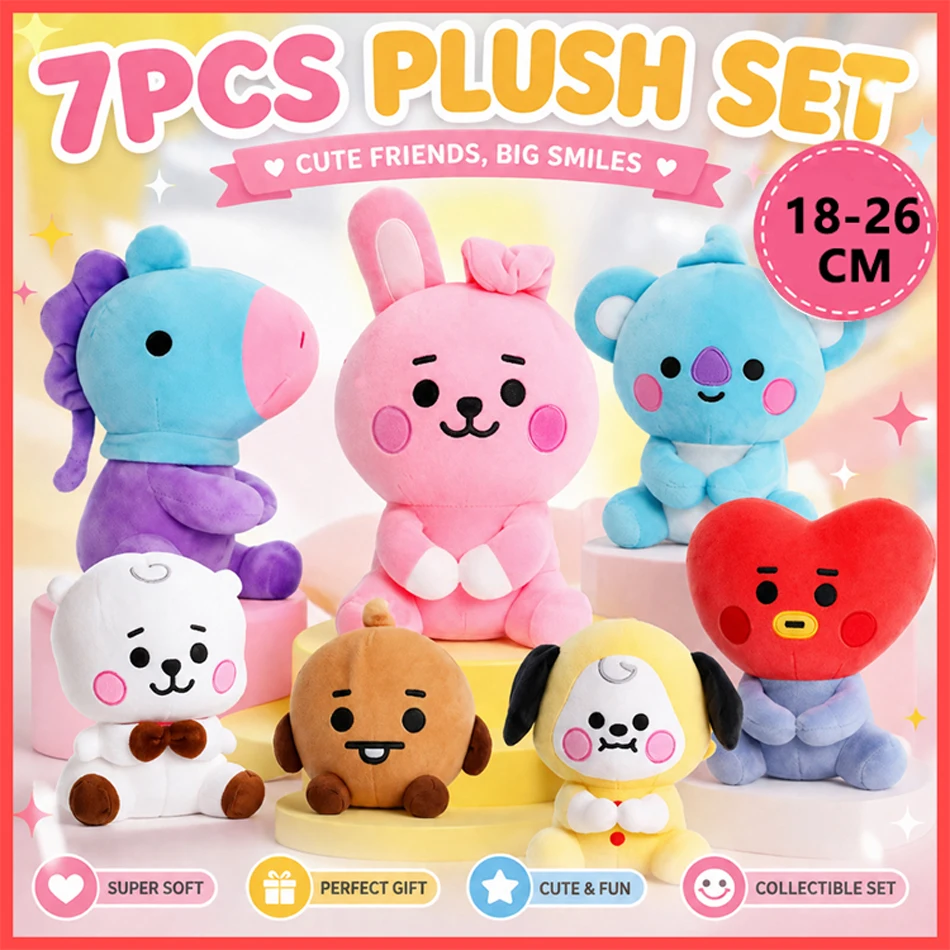 Nouveau porte-clés en peluche BT21 mignon 2027 - Adorables Tata, Koya, Cooky et leurs amis, pendentif pour sac à dos et sac |   Adorable compagnon de bureau et cadeau