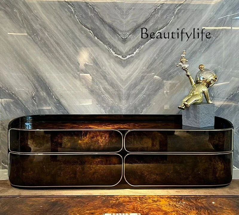 

Italian light luxury high-end solid wood paint TV cabinet household simple light luxury luxury mansion entrance