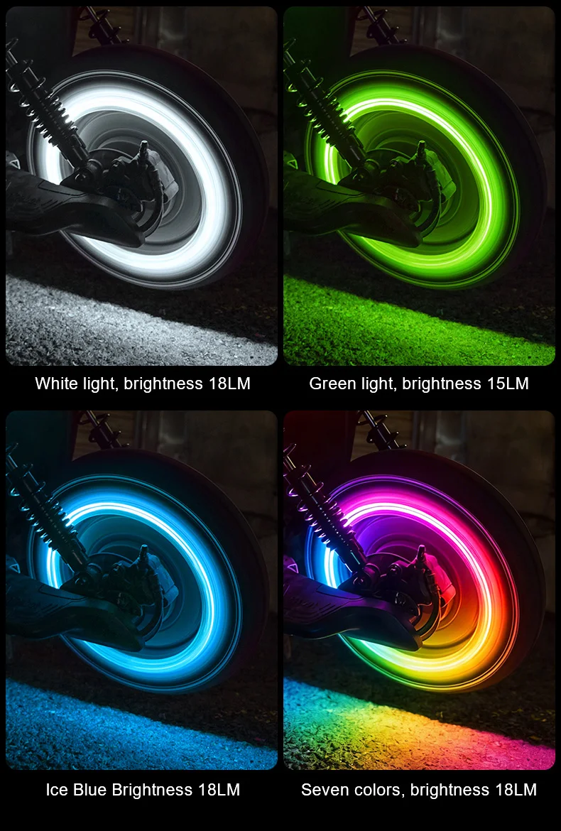 2/4 Stück Auto Motorrad Fahrrad Reifenventilkappen Licht LED Neon Blitzlampe Wasserdichte Reifen Universal Radlichter Auto Zubehör – Detail 6