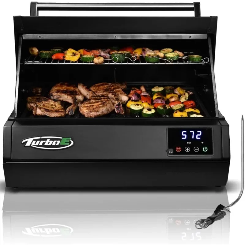 Turbo E Outdoor Electric Grill by PLUGNGRILL - High-Power 1700W Infrared Grill Technology - 24-Inch Smart BBQ Grill with Probe