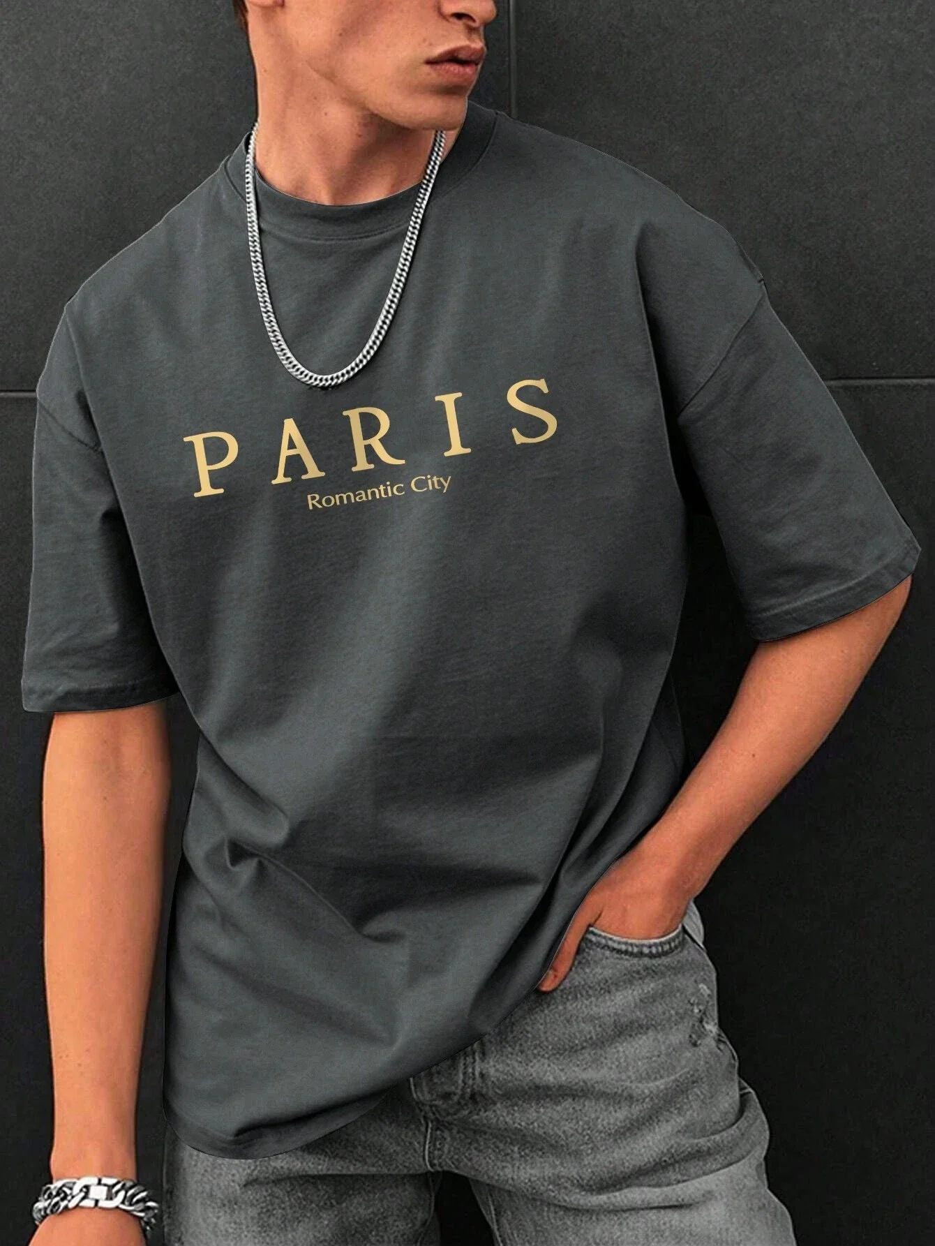 Paris Men Cotton T-shirt Luxury Brand Fashion Big Size Top Casual Short Sleeve Streetwear Classic New Arrival Tee S-4XL