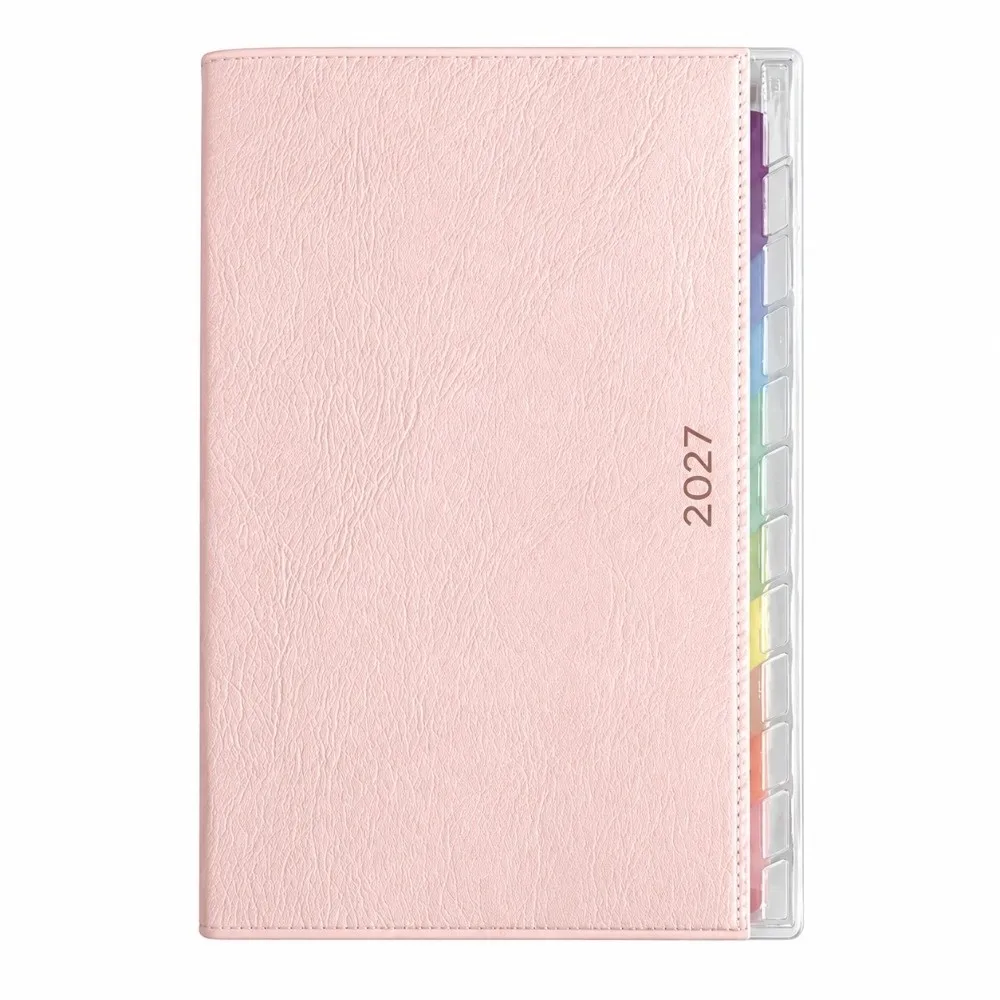 New Textured Cover 2027 Planner with Rainbow Index Tabs with Calendar Planner Notebook Dated Planner Daily Planning