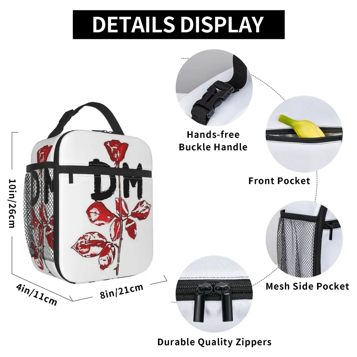 Kawaii Depeches DM Mode Musician World Tour Insulated Lunch Bag for Women Kids Portable Food Boxes Thermal Lunch Box Tote