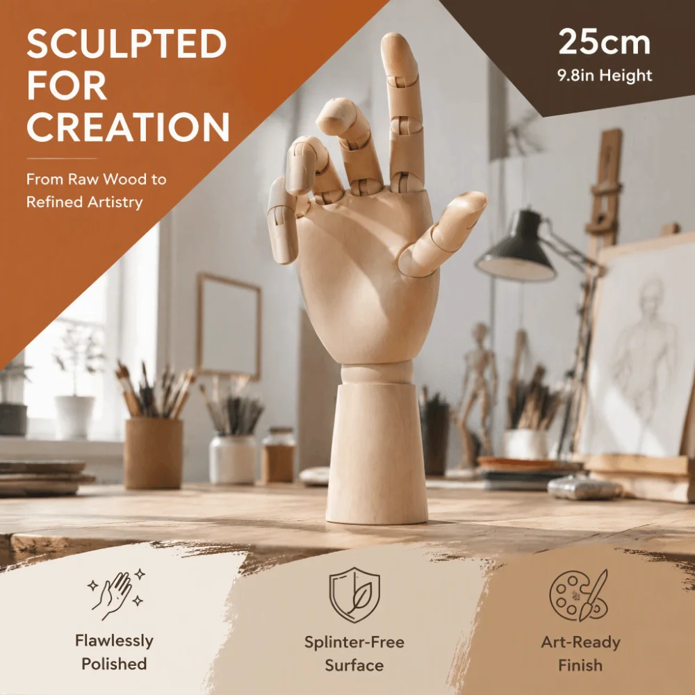 Flexible Joints Articulated Mannequin 10 Inch Left Hand Artist Drawing Model Movable Fingers Right Hand Desk Decoration Figurine