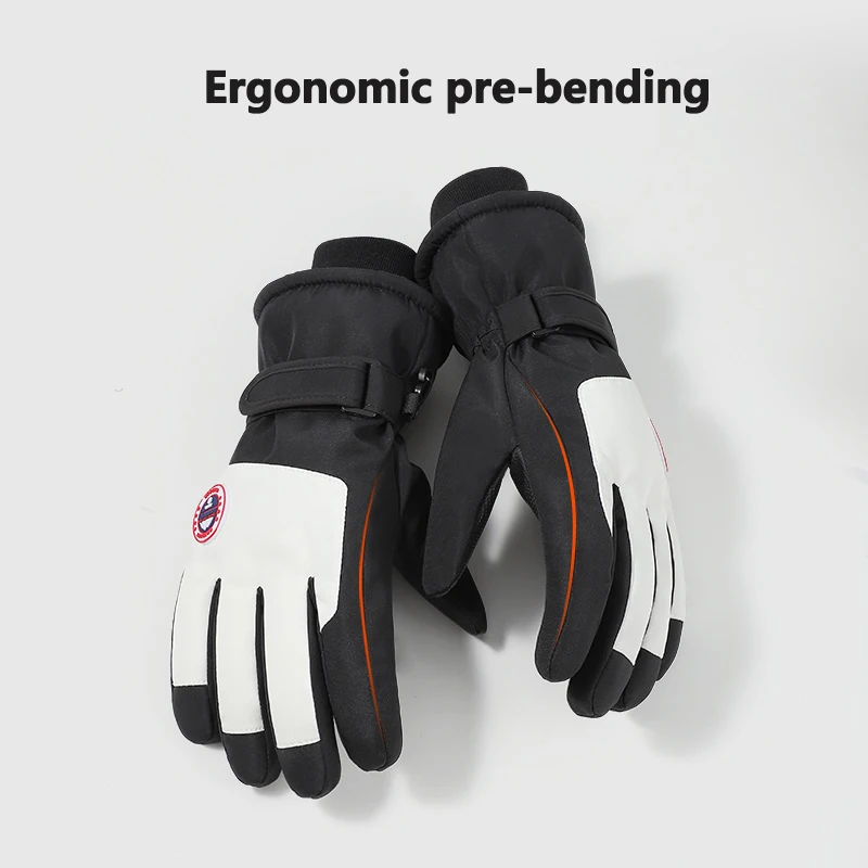 Winter couple ski gloves Thick warm gloves Adjustable close non-slip touch screen gloves Outdoor riding waterproof and cold