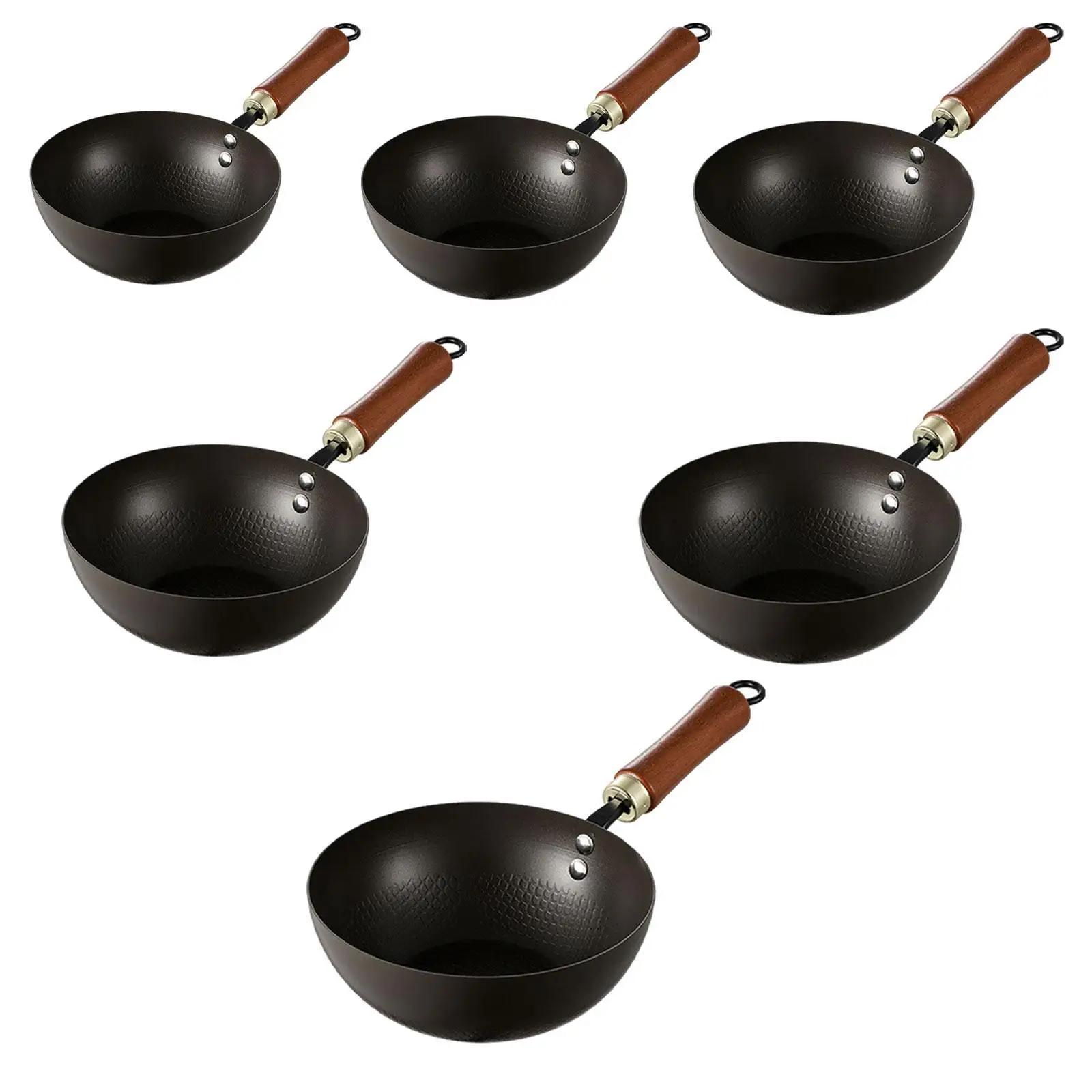 مقلاة حديدية مع خطاف معلق طباخ التعريفي غليان بدون طلاء تجهيزات المطابخ مقلاة تحريك لمطعم الفندق والمطبخ والتخييم المنزلي #2