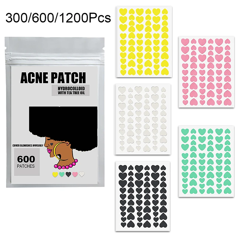 

New! 300/600/1200 PCS/SET Heart Pimple Patch Acne Colorful Invisible Acne Removal Skin Care Stickers Concealer Face Spot Beauty