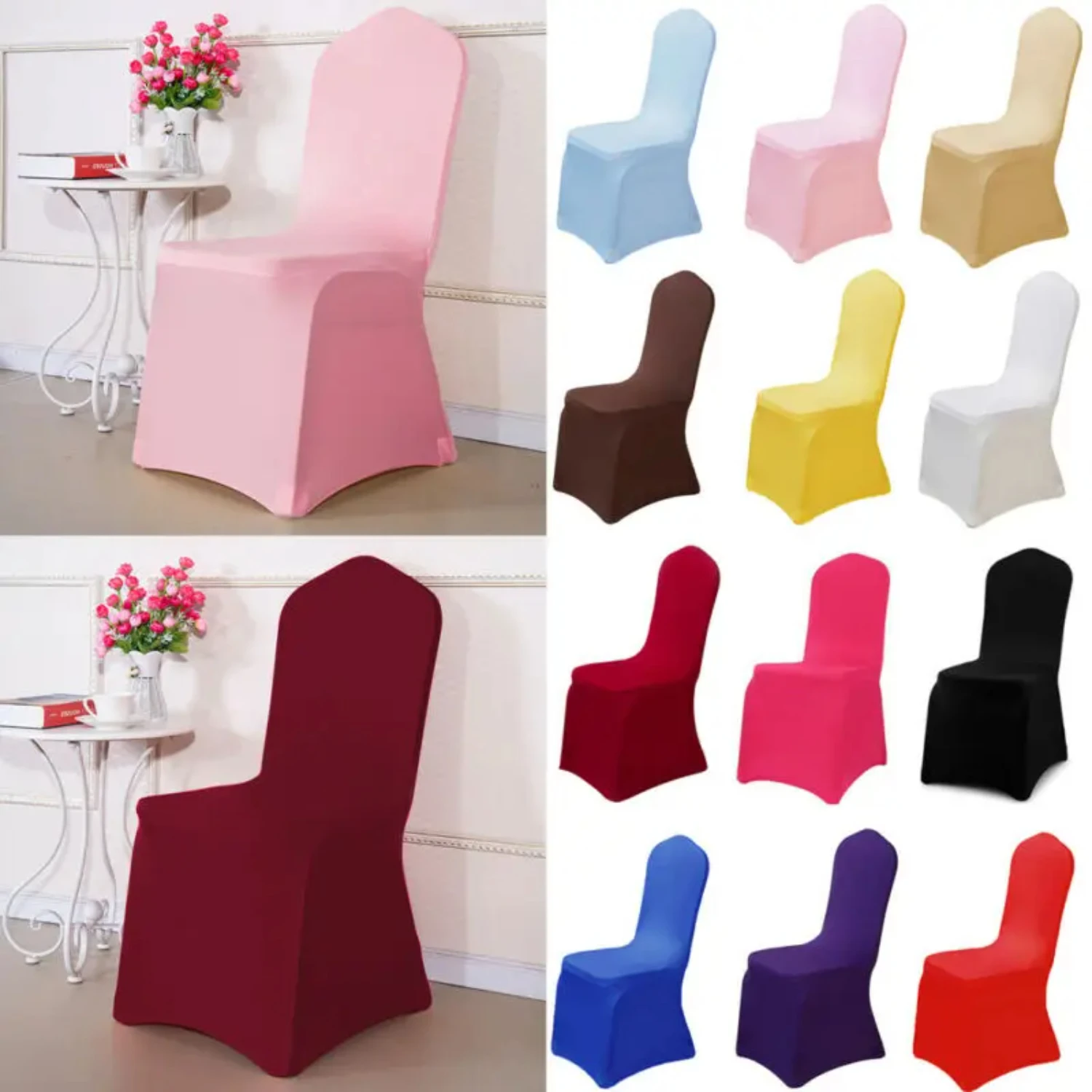 Thicken, Stretchable, and Elegant Spandex Chair Covers in 12 Colors for Wedding Party Banquet Decoration Computer chair cover