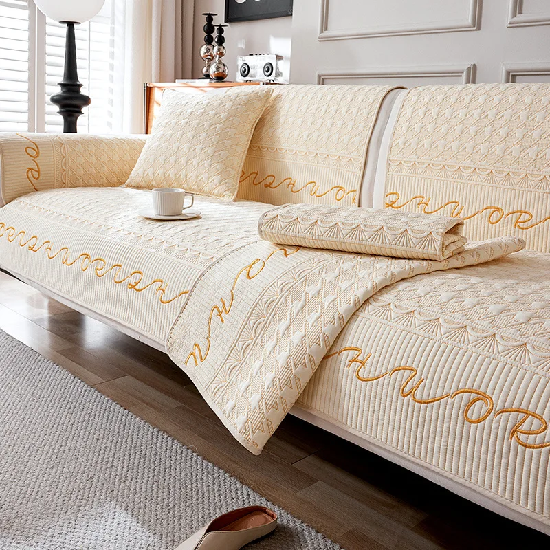 

Soft Plush Quilted Sofa Towel Winter Warm Thicken Non-slip Sofa Cover for Living Room Velvet Fleece Sectional Couch Cover