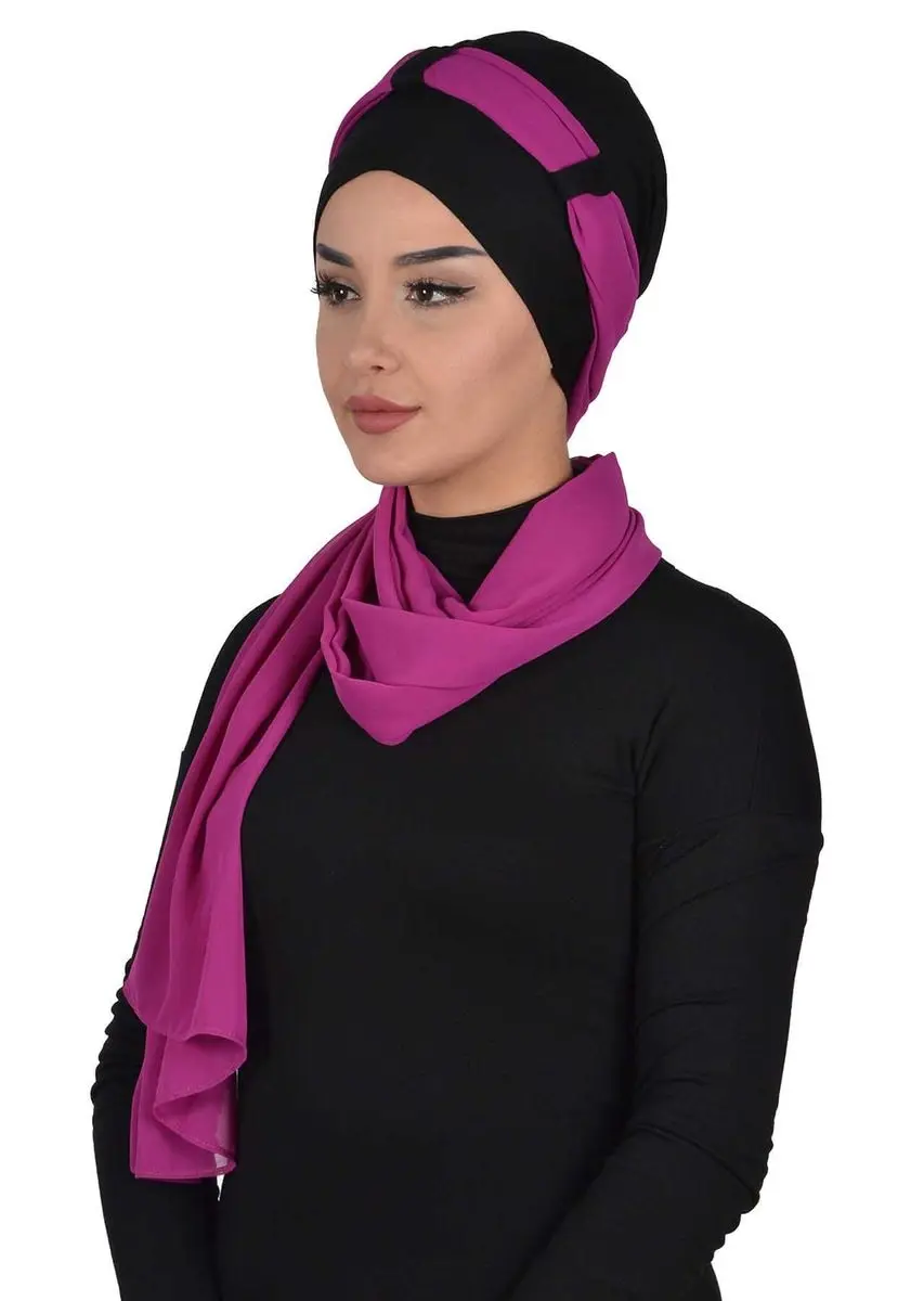 Selendang Hitam Sifon Katun Combed