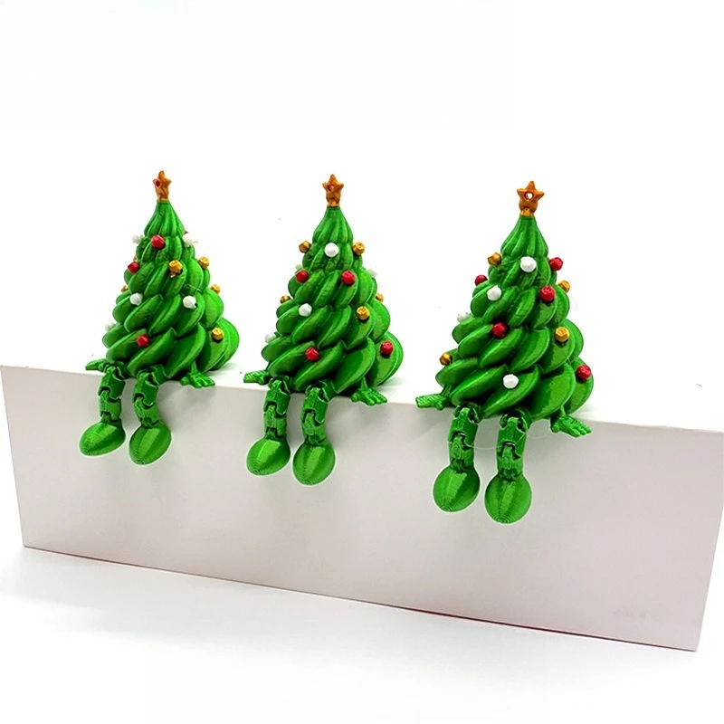3D Printed Christmas Tree Desktop Decor – Cute Articulated Design with Colorful Movable Joints, Great Gift for Holiday
