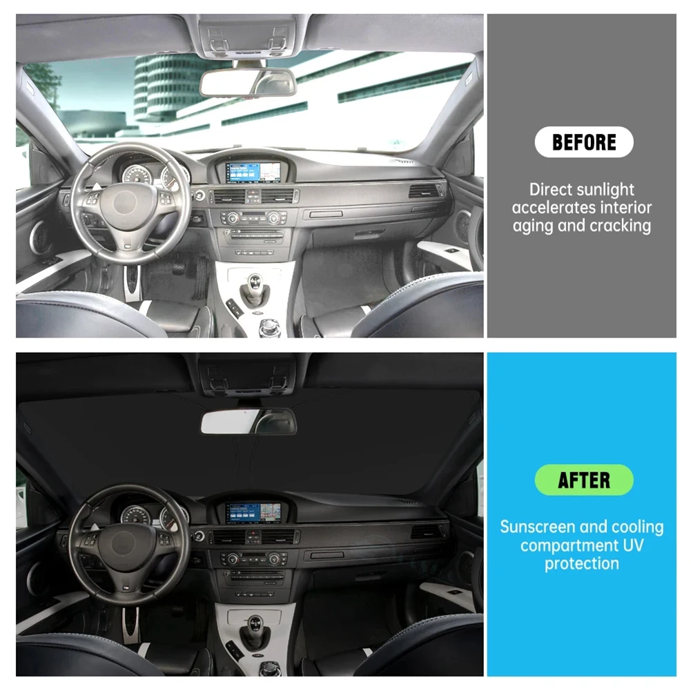 Windshield Sunshade For Mercedes-Benz A-Class W169 W168 W176 Foldable Space-Saver Sun Shade Lightproof Anti-UV Car Accessories view 3
