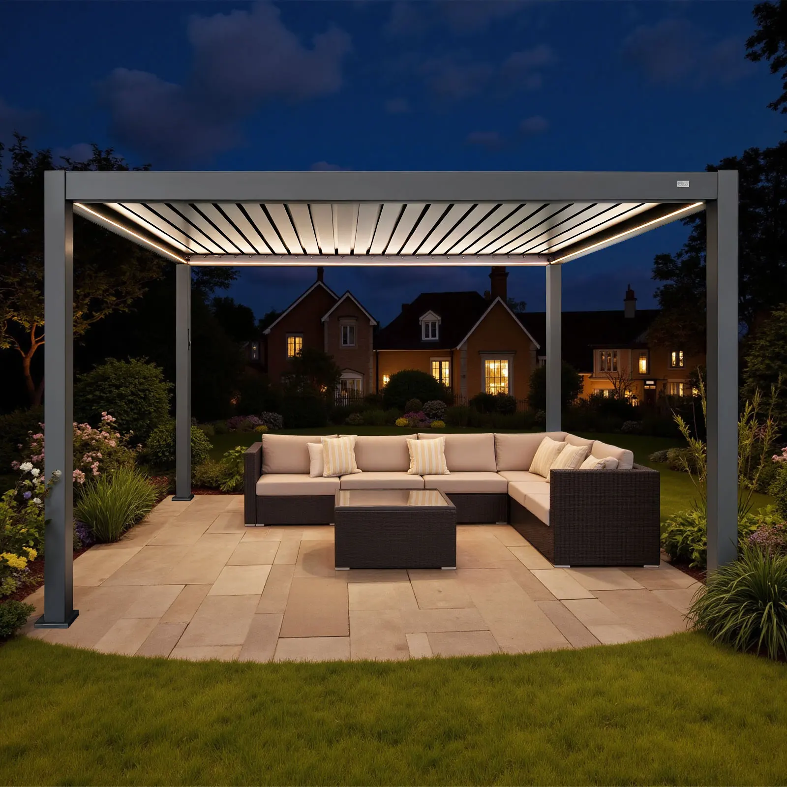 High Quality Smart Folding Outdoor Patio Pergola Gazebo With Waterproof Aluminium Powder Coated Frame Easy Installation PVC Roof