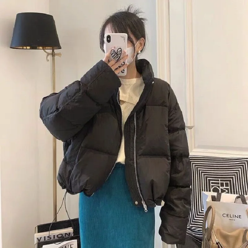 Fashion Casual Puff Cotton-Coated Women 2024 Winter Korean Version Stand Collar Short Small Bread Coat Down Cotton-Coated Coat