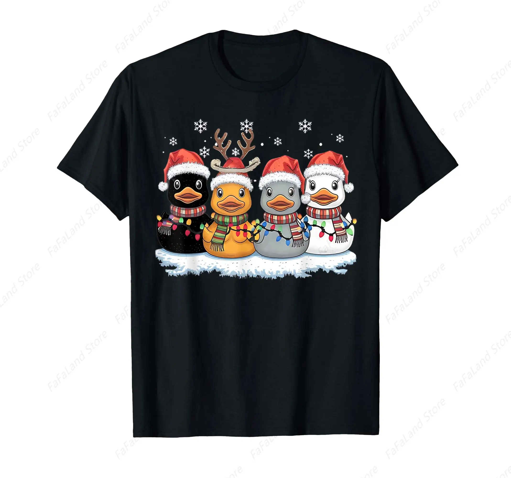 Rubber Duck Squad Christmas Light Reindeer Crew Xmas Pajama T-Shirt