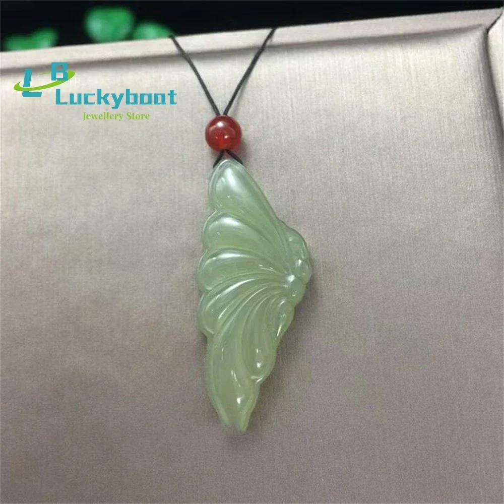 

Qing Shui Hetian Jade Carved Butterfly, Simple Ladies Fashion Pendant Necklace Jewelry
