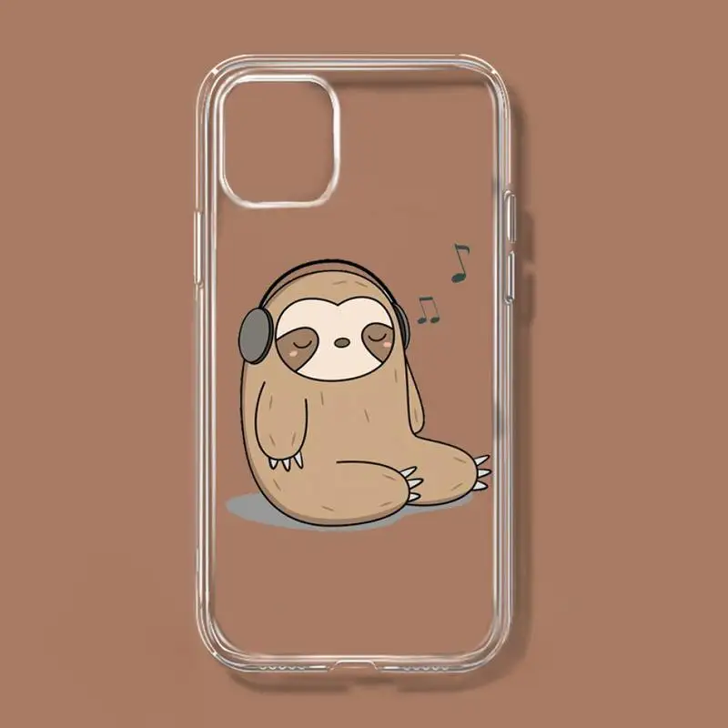 Cute Sloth cartoon Phone Case Transparent soft For iphone 11 13 12 14 x xs xr pro max mini plus