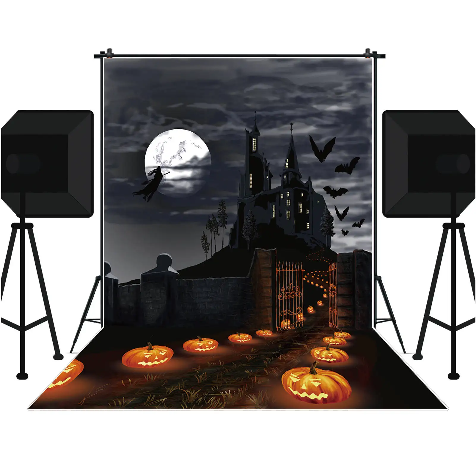 MOON.QG Halloween 2025 Photography Backdrop Pumpkin Lantern Party Home Photocall Background Baby Photo Studio Photobooth Props