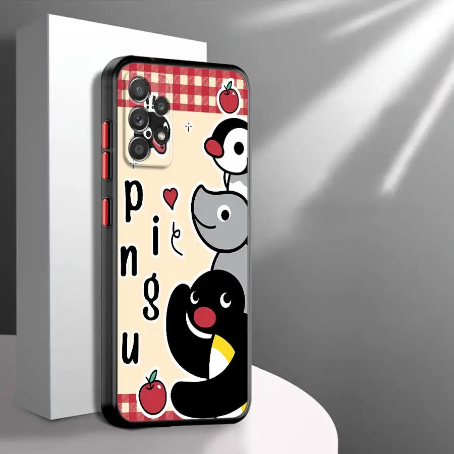 Capa macia caso de telefone para samsung galaxy a22 a23 a25 a26 a32 a73 a56 a21 a52 a71 a31 a72 a36 quente ins bonito dos desenhos animados p-ingu