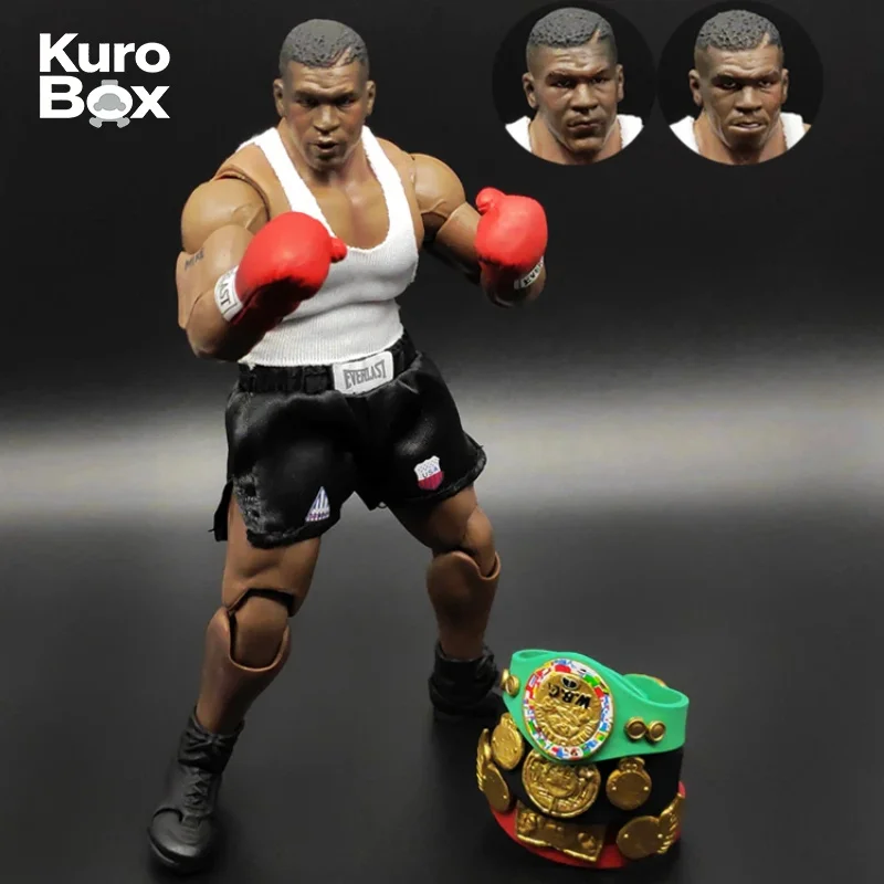 

16cm 1:12 Boxing Champion Action Figure with Triple Head Sculpt Championship Belt Cape Articulated Wrestler Fighter Model Toy