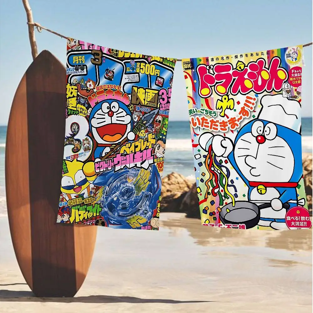 D-DoraemonS Cute Anime Microfiber Blanket Quick Drying Beach Towels Oversized Printing Super Absorbent Pool Towel Blanket