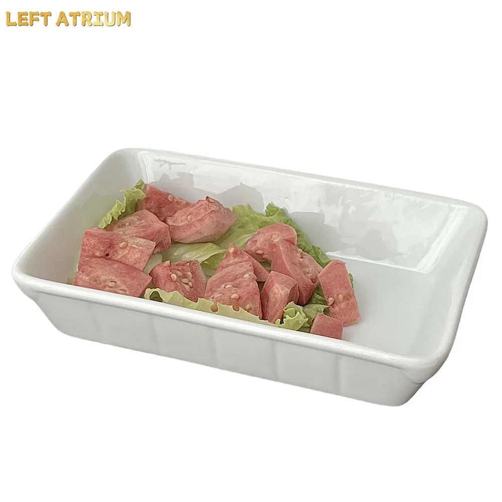 Rectangle Ceramic Plate Modern Simplicity Solid Color Porcelain Household Dinnerware Fruit Yogurt Salad Plates Personal Items