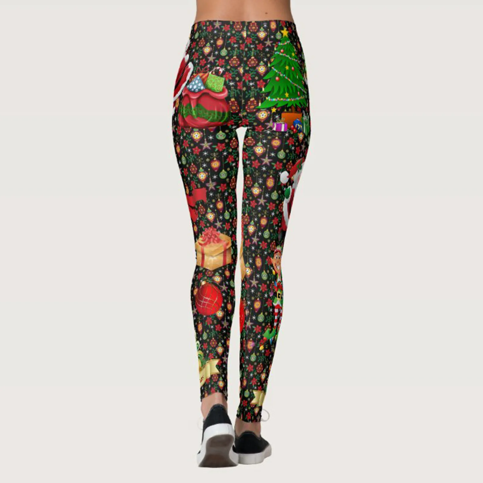 Mallas de Navidad con estampado de Papá Noel para mujer, de cintura alta Jeggings, pantalones elásticos, Sexy, Push Up, gimnasio, entrenamiento, medias femeninas