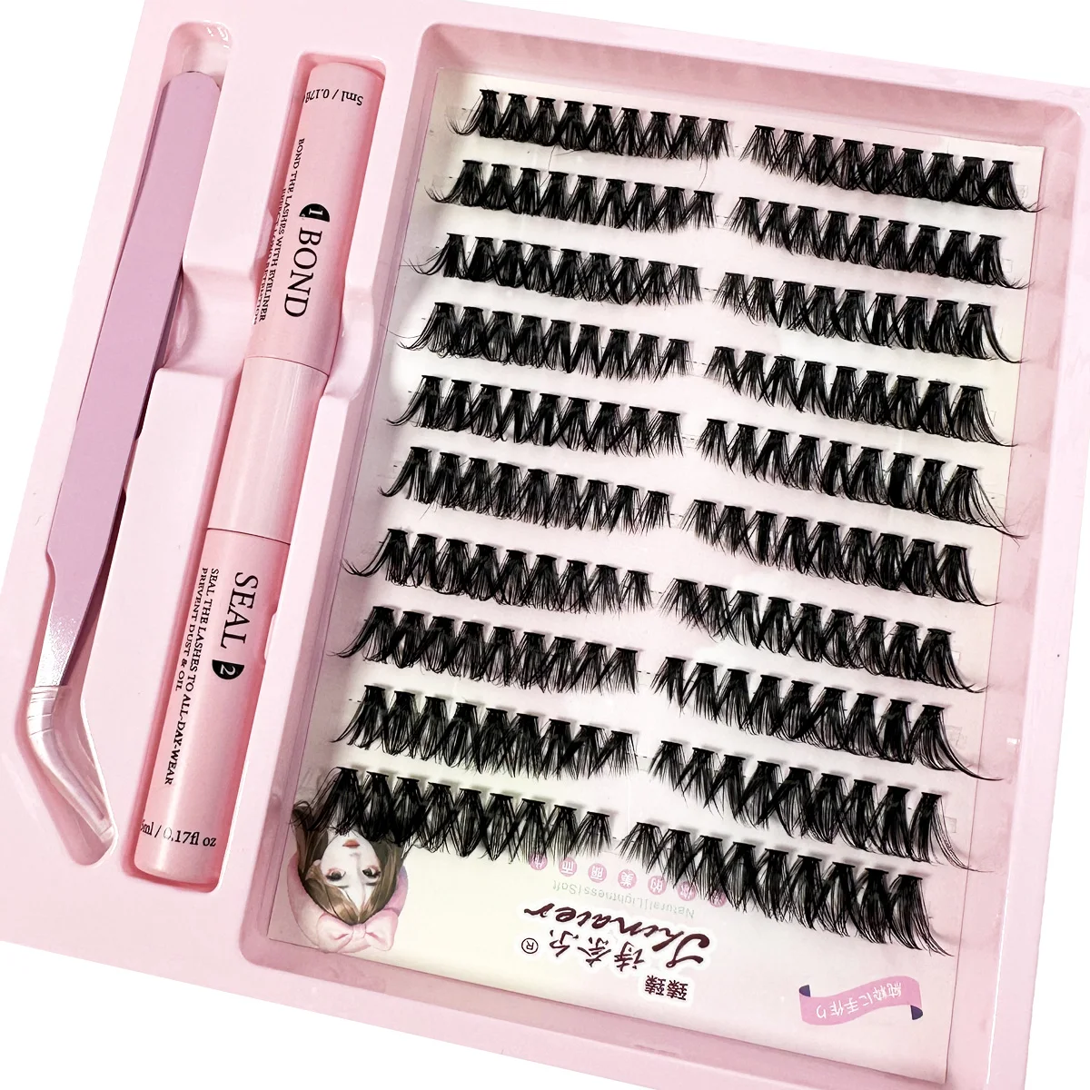 Kit di estensione ciglia fai-da-te Ciglia per rimuovere e sigilli Ciglia 1 scatole Cluster Strumenti per trucco per incollare ciglia Incollaggio colla