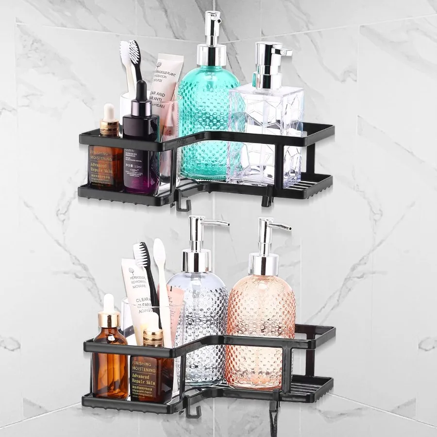 

2 шт. клейкая угловая душевая кабина с нержавеющей конструкцией для хранения в ванной и кухне, сверление не требуется, настенный Showe